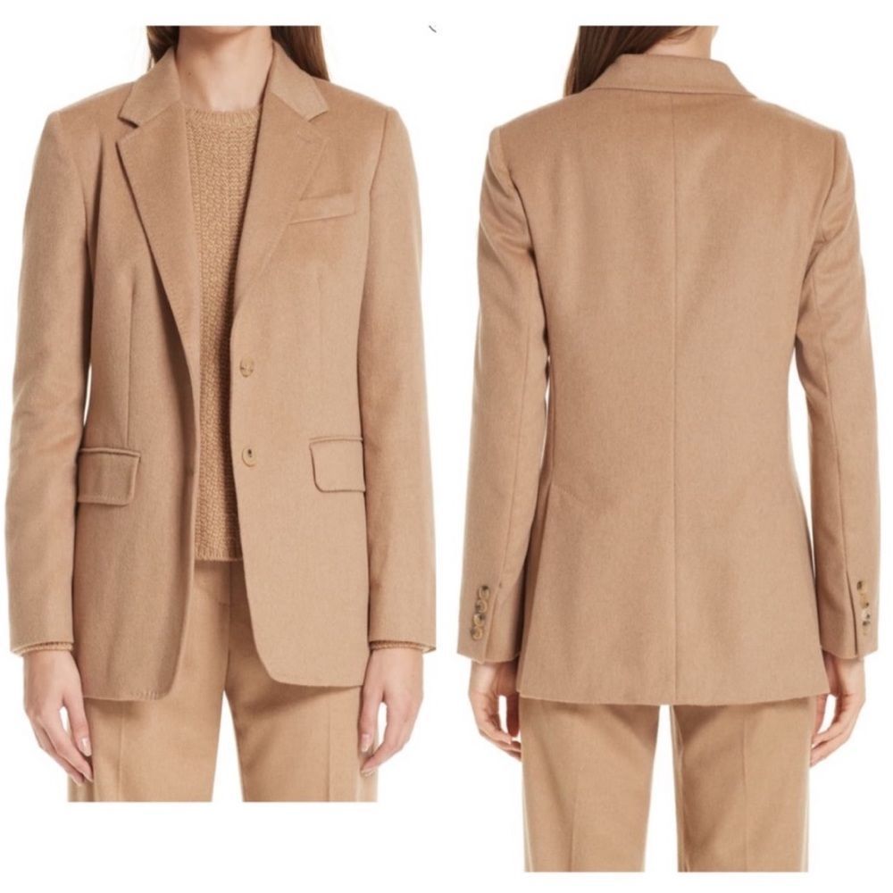 MaxMara Camel Hair Panteon Suit Blazer Jacket Size 12